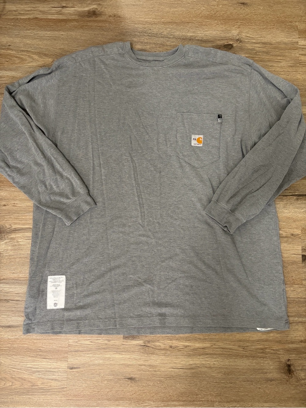Flame Resistant Carhartt Gray Long-Sleeve Pocket Tee - Crewneck Work Shirt